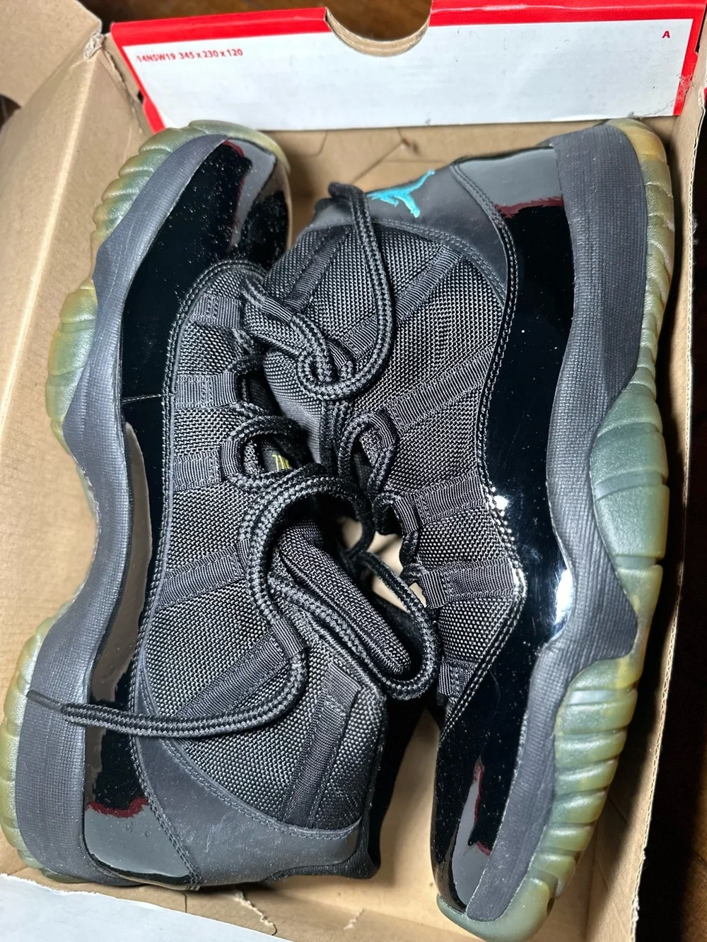 Jordan Kids Black with Green-Tinted Sole Retro Sneakers